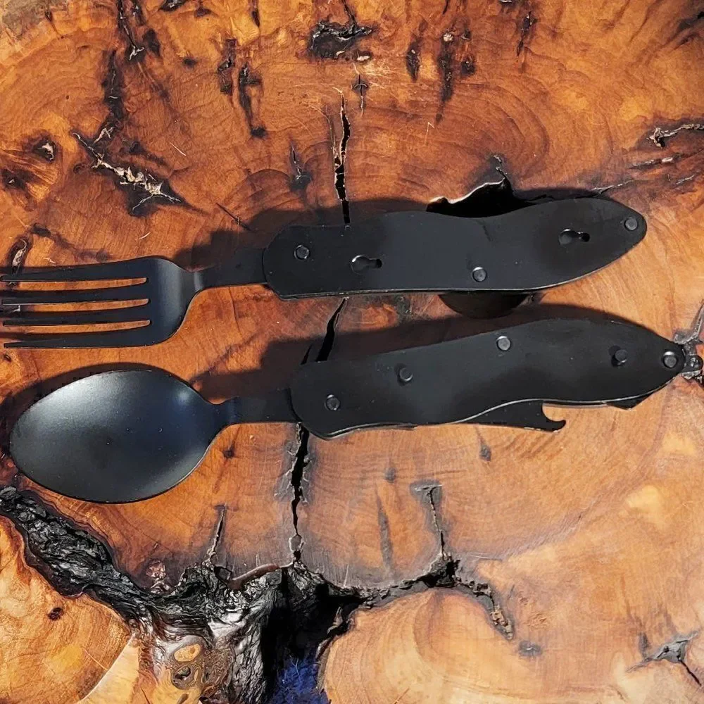 Personalized Camping or Picnic Fork, Spoon, and Knife Folding Utensil Multi-Tool